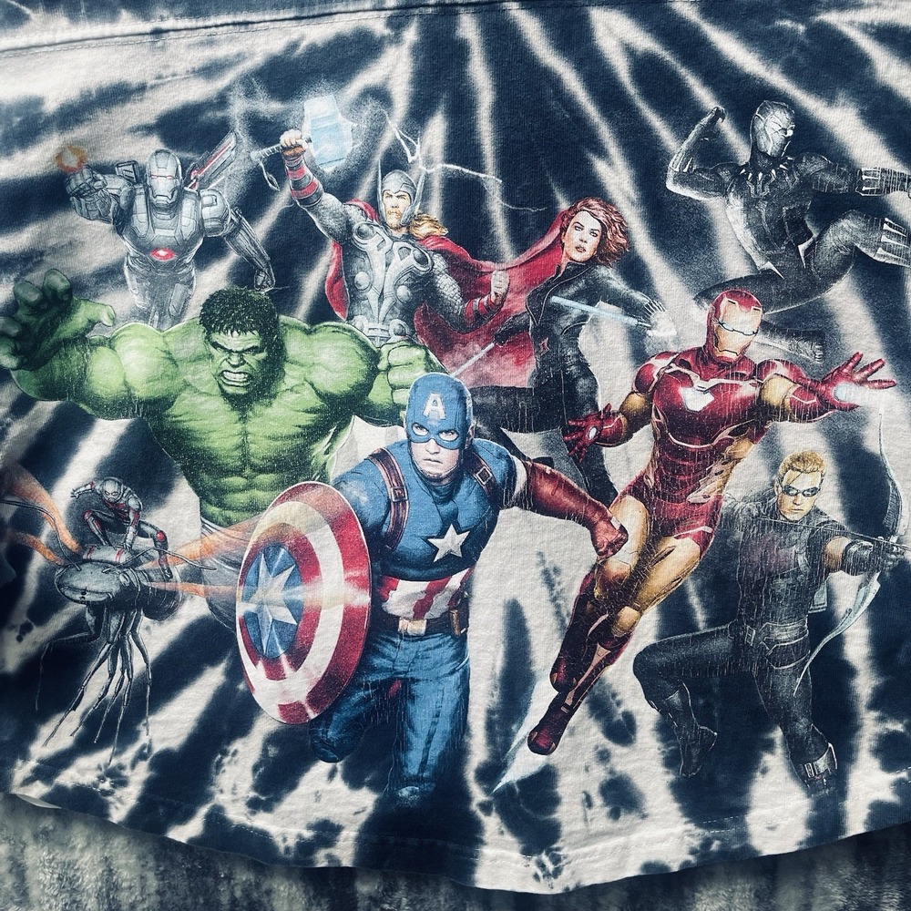 Disney Marvel Avengers  Spirit Jersey Tie Dye Adult Size‎ Small Black/White